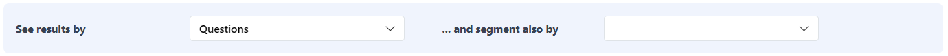 The See results by dropdown open, showing the grouping options, next to the and segment also by dropdown