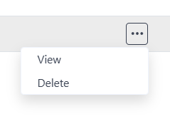 The row actions menu open, showing the View and Delete options