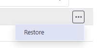 The row actions menu open, showing the Restore action
