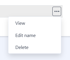 The row actions menu open, showing View, Edit name, and Delete